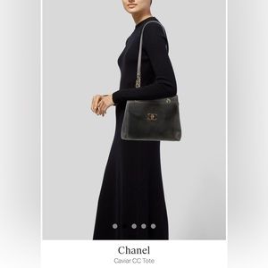 CHANEL CAVIAR CC TOTE SHOULDER BAG